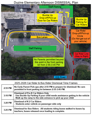 Duzine Elementary Afternoon DISMISSAL Plan